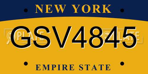 GSV4845 New York License Plate