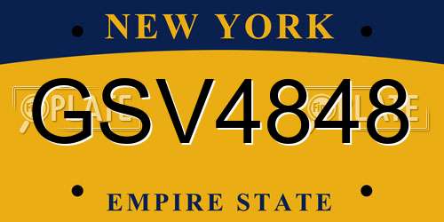 GSV4848 New York License Plate