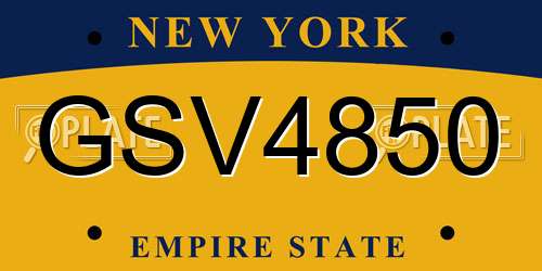 GSV4850 New York License Plate