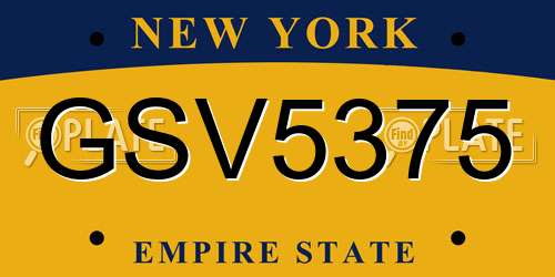 GSV5375 New York License Plate
