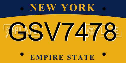 GSV7478 New York License Plate