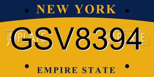 GSV8394 New York License Plate
