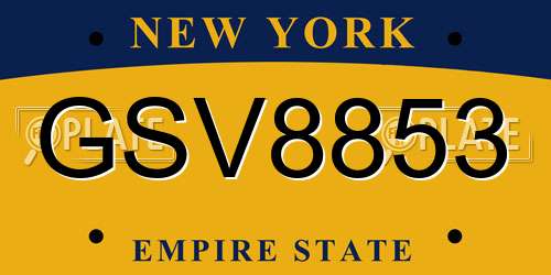 GSV8853 New York License Plate