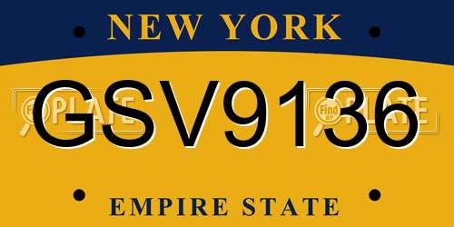 GSV9136 New York License Plate