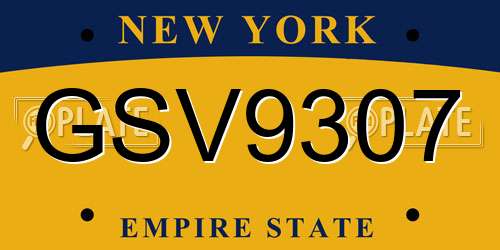 GSV9307 New York License Plate