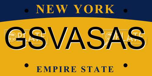 GSVASAS New York License Plate