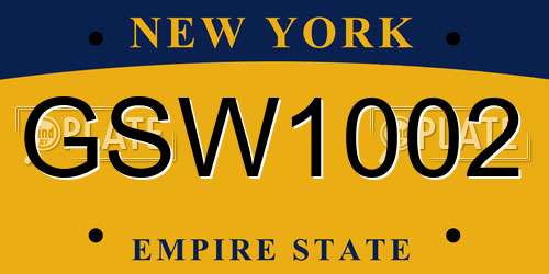 GSW1002 New York License Plate