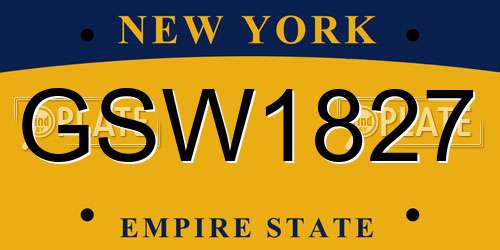 GSW1827 New York License Plate