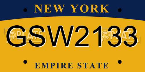 GSW2133 New York License Plate
