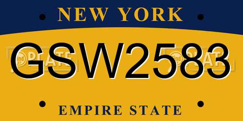 GSW2583 New York License Plate