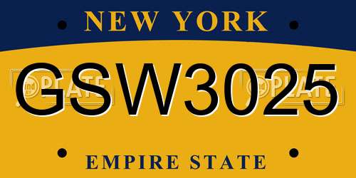 GSW3025 New York License Plate