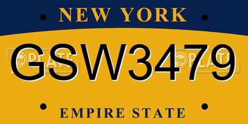 GSW3479 New York License Plate