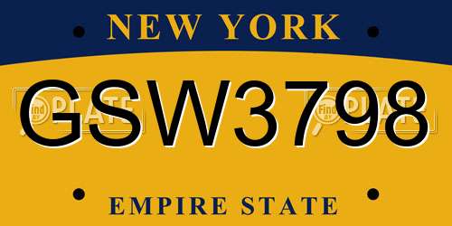 GSW3798 New York License Plate