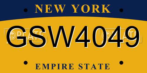 GSW4049 New York License Plate