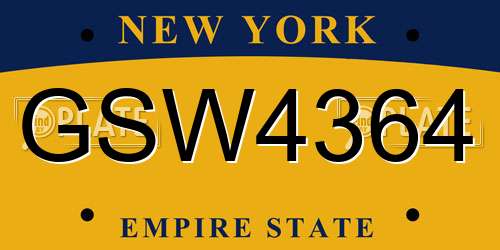GSW4364 New York License Plate