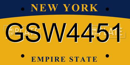 GSW4451 New York License Plate