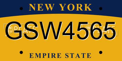 GSW4565 New York License Plate