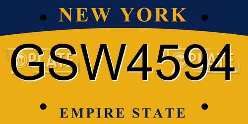 GSW4594 New York License Plate