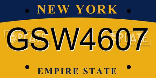 GSW4607 New York License Plate