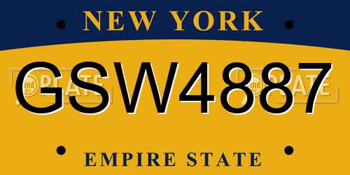 GSW4887 New York License Plate