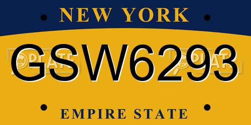 GSW6293 New York License Plate