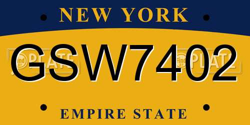 GSW7402 New York License Plate
