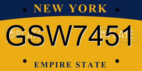 GSW7451 New York License Plate