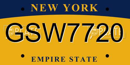 GSW7720 New York License Plate