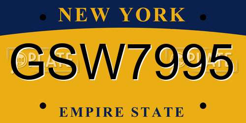 GSW7995 New York License Plate