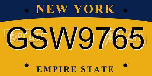 GSW9765 New York License Plate