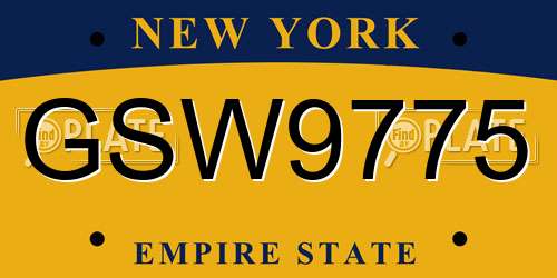 GSW9775 New York License Plate