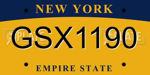 GSX1190 New York License Plate