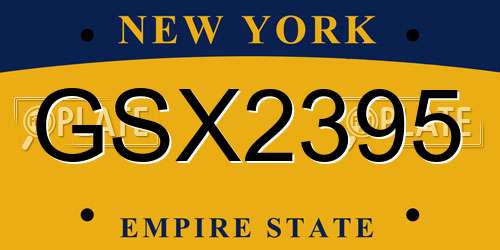 GSX2395 New York License Plate