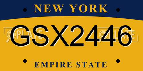 GSX2446 New York License Plate