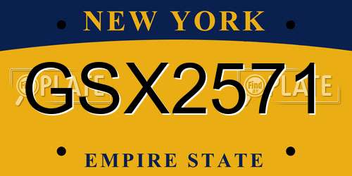 GSX2571 New York License Plate