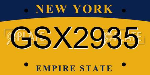 GSX2935 New York License Plate