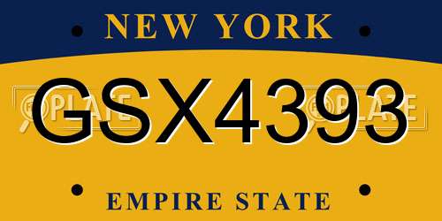GSX4393 New York License Plate