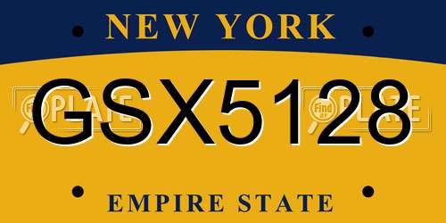 GSX5128 New York License Plate