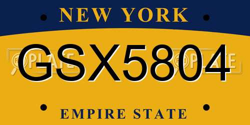 GSX5804 New York License Plate