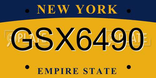 GSX6490 New York License Plate