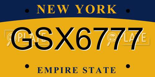 GSX6777 New York License Plate