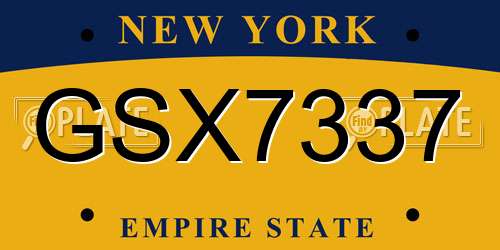 GSX7337 New York License Plate