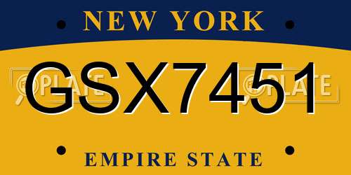 GSX7451 New York License Plate