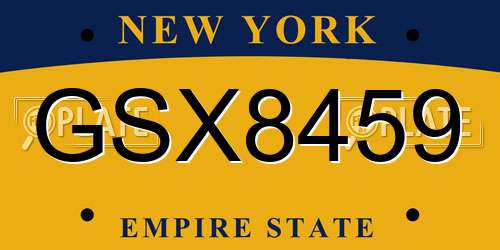 GSX8459 New York License Plate