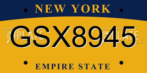 GSX8945 New York License Plate