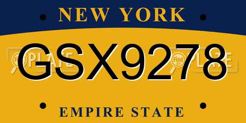 GSX9278 New York License Plate