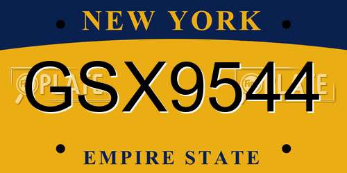 GSX9544 New York License Plate