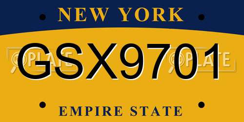 GSX9701 New York License Plate