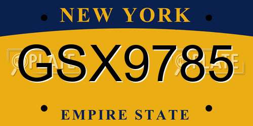 GSX9785 New York License Plate