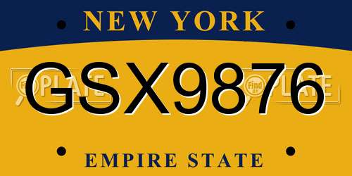 GSX9876 New York License Plate